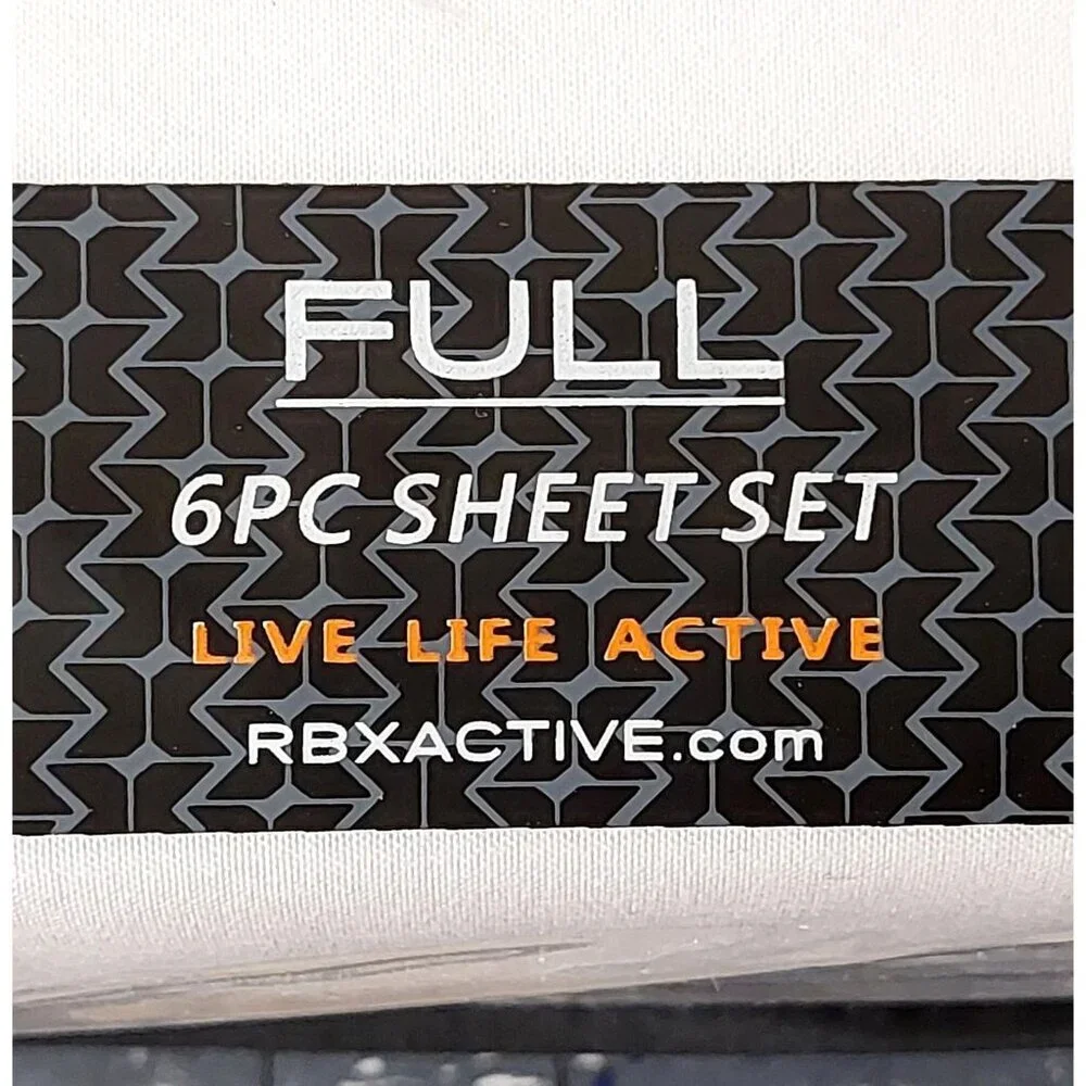 RBX Brand NEW Full Sheet Set in White 6 Piece Flat, Fitted, 4 Pillowcases